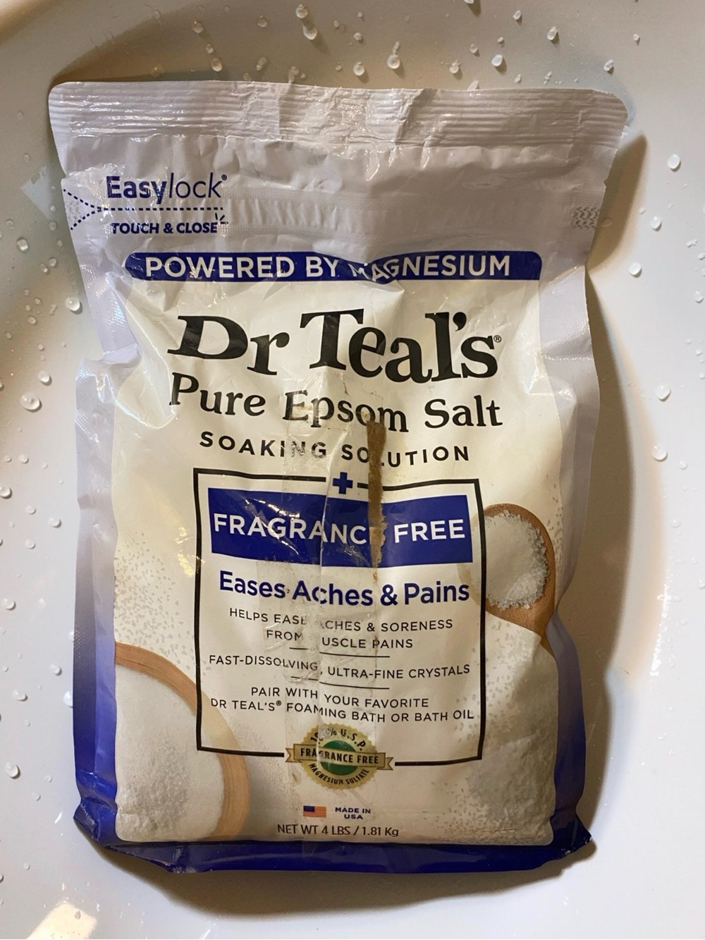 Dr Teal's Pure Epsom Salt - Fragrance Free (White) 4 LB New